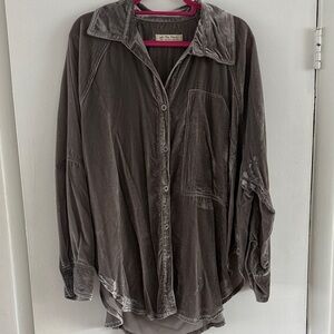 We The Free Dark Brown Velvet Shirt Jacket